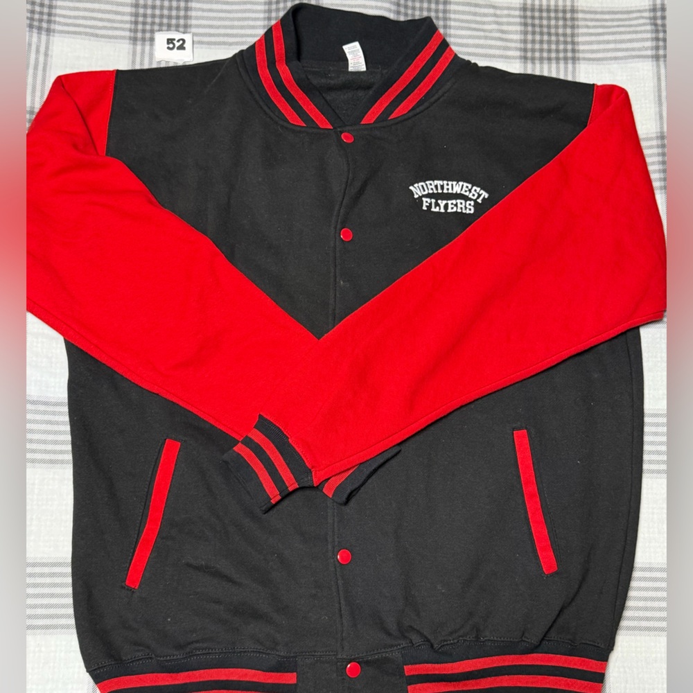 Black and Red Button-Up Jacket
